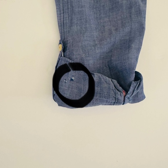 Johnny Was Embroidered Flowery Painters Denim Button-Up Shirt, Size L - Picture 12 of 13